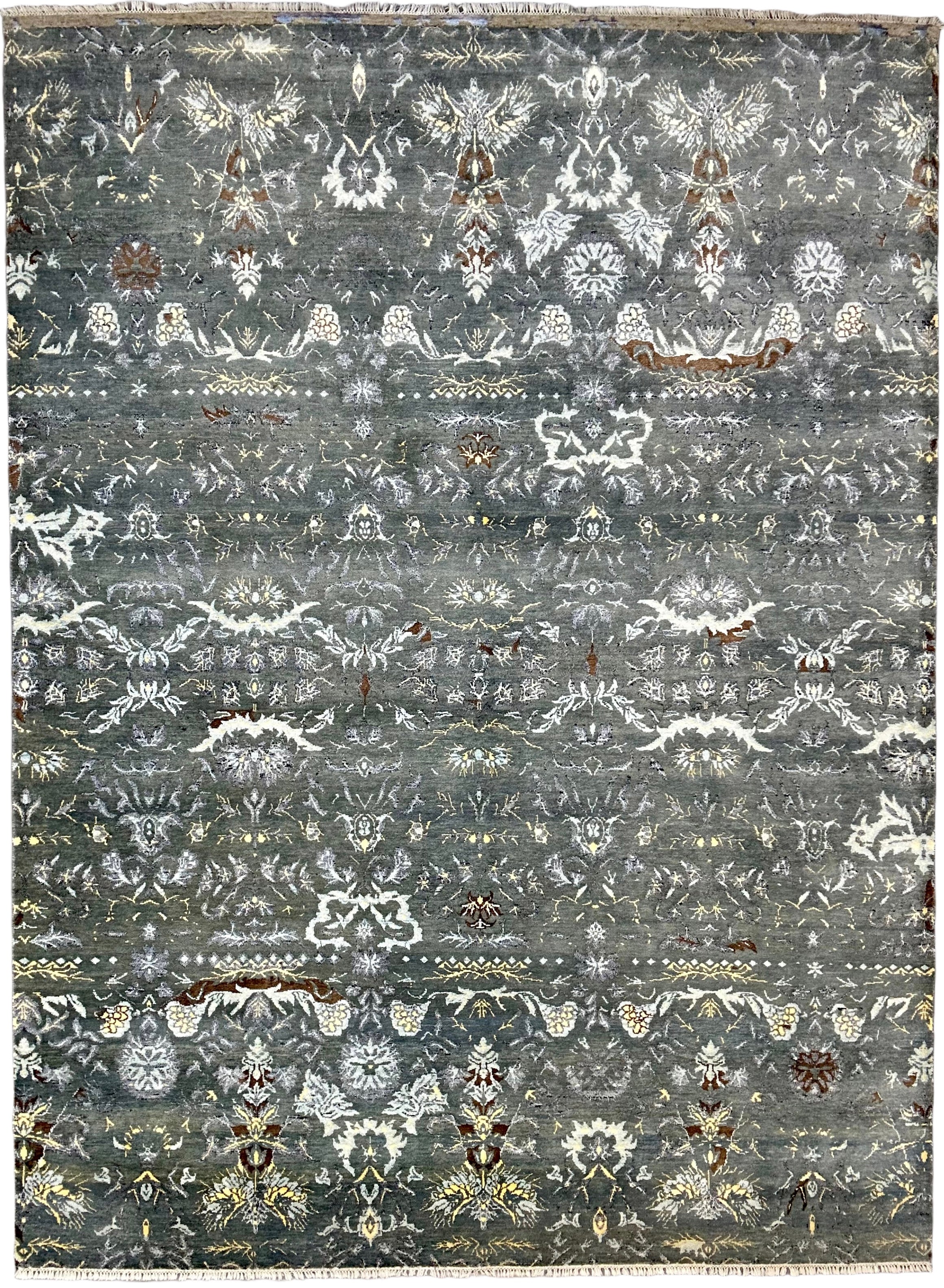 3875 – Modern Hand-Knotted Wool & Silk Rug