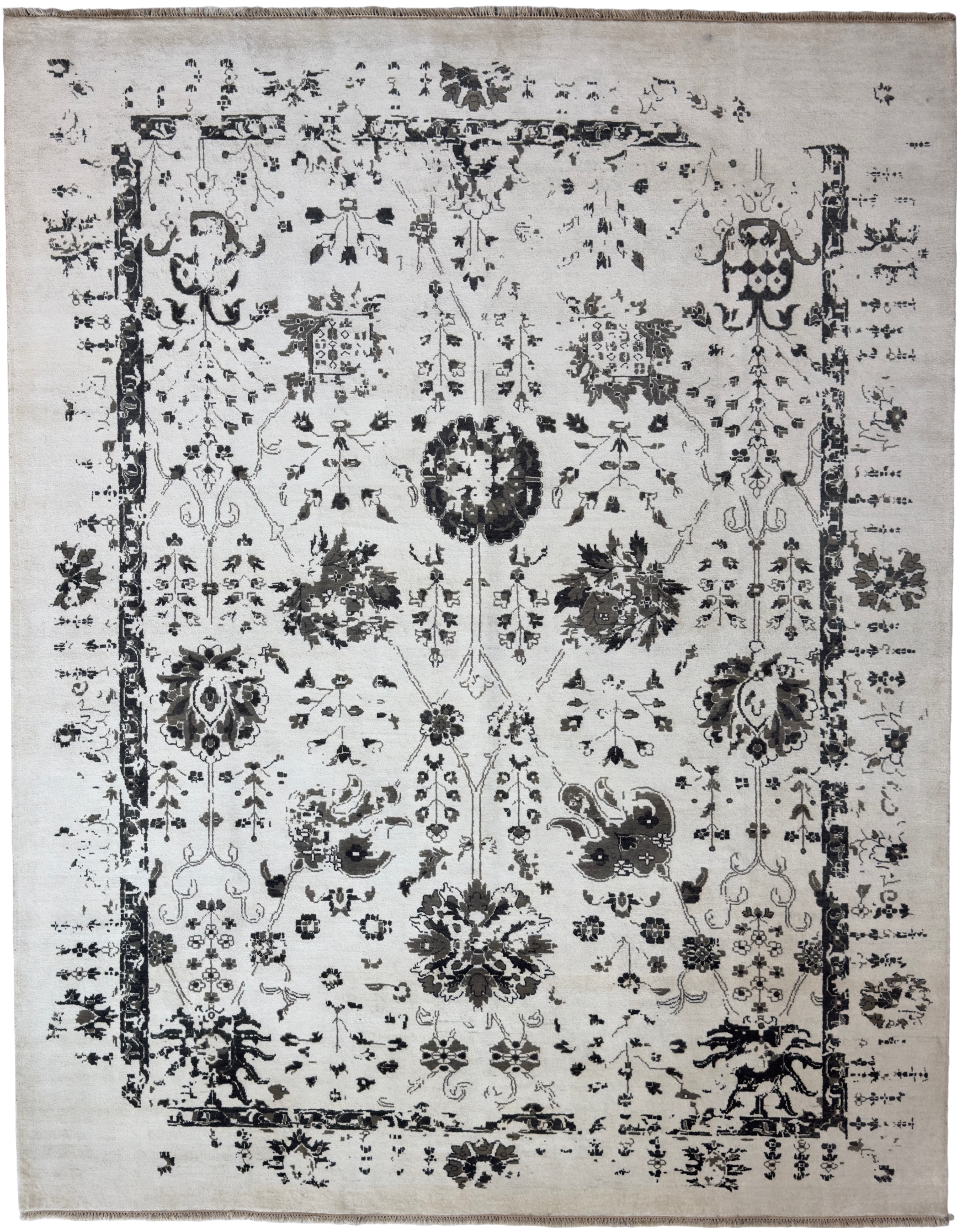 Broken Design Hand-Knotted Wool Rug