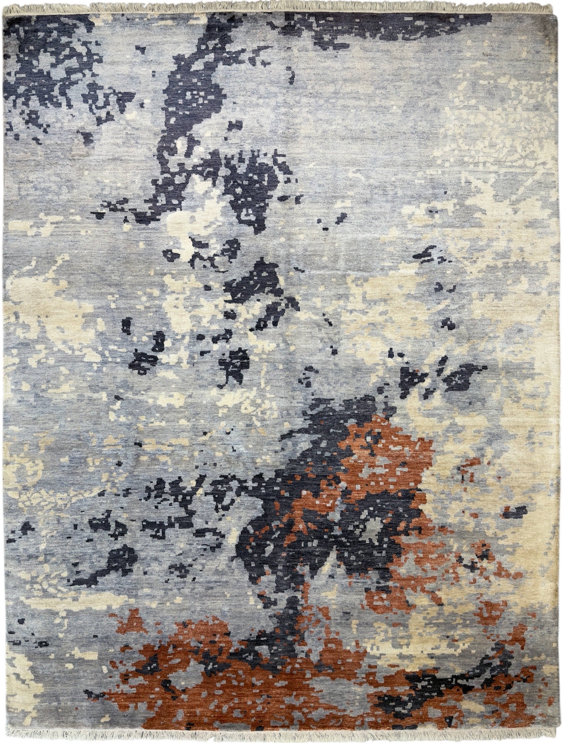7751 - Broken Design Hand-Knotted Bamboo Silk Rug