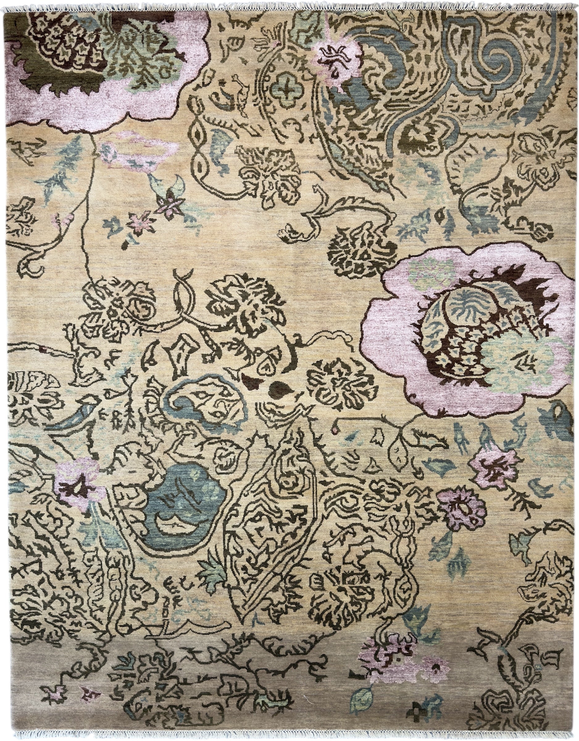 4211 - Designer Hand-Knotted Wool & Silk Rug