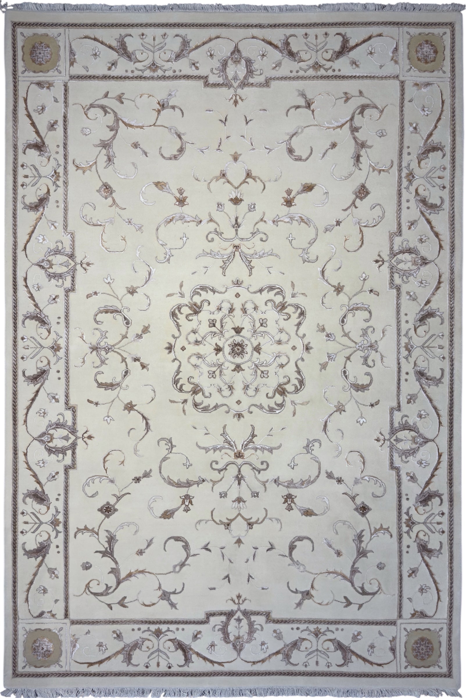 7715 - Indo Nepali Hand-Knotted Wool & Silk Rug